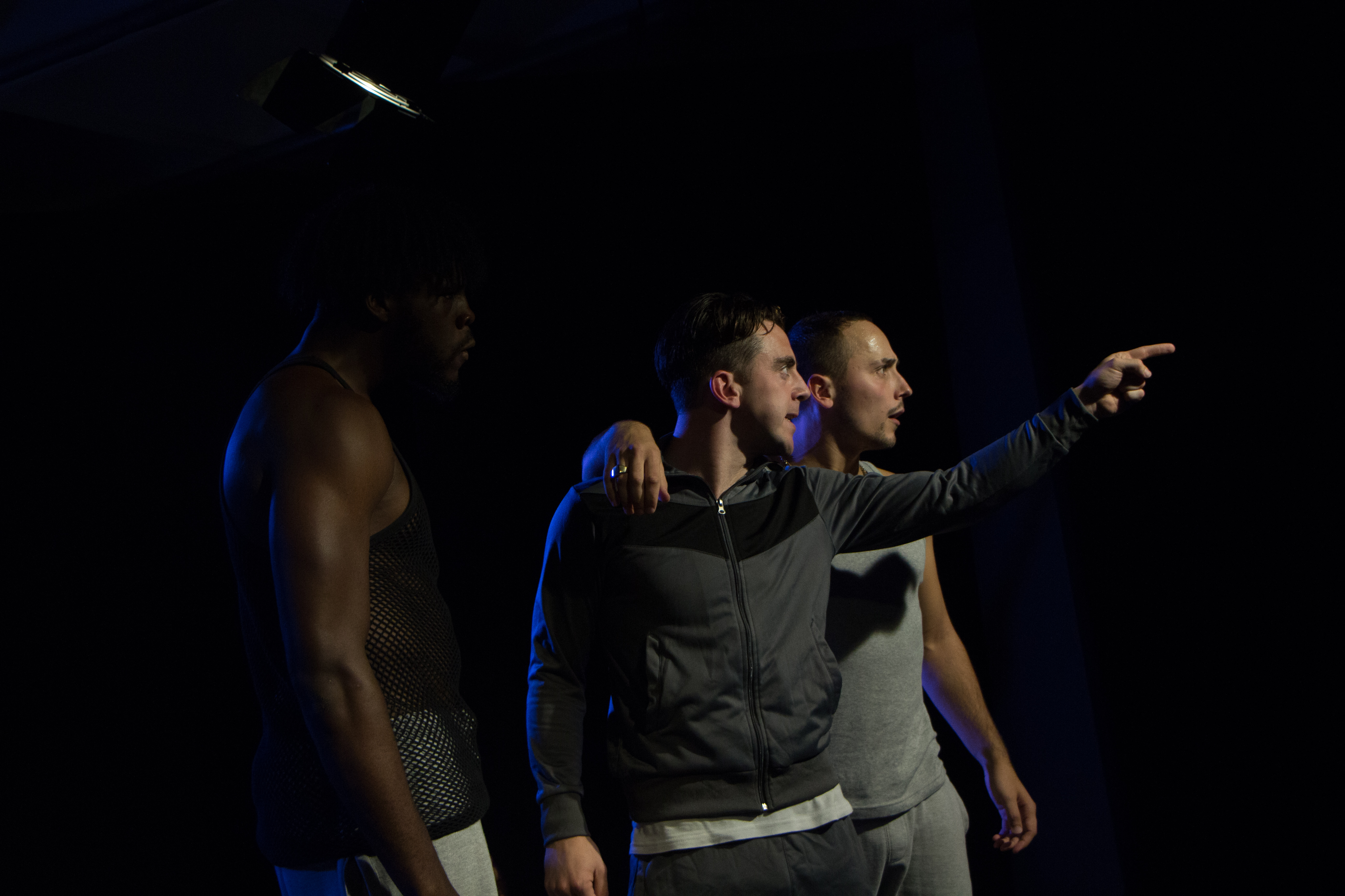 Alessandro Babalola, Michael Jinks and Elliot Warren in Flesh and Bone, credit of Owen Baker
