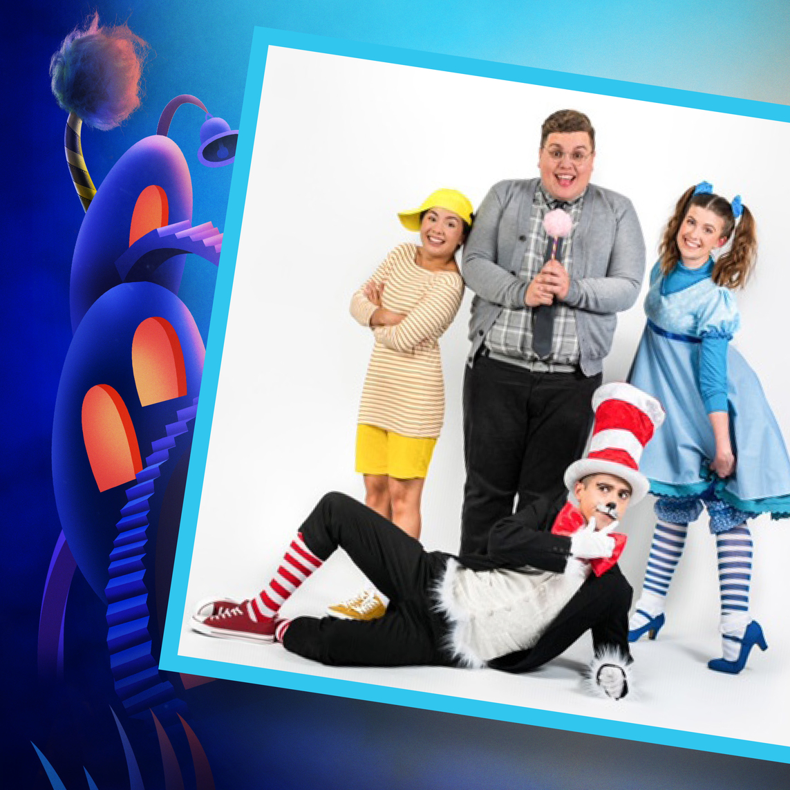 Seussical The Musical, Southwark Playhouse - Anna Barnes (Jojo), Scott Paige (Horton), Amy Perry (Gertrude), Marc Pickering (Cat in the Hat)